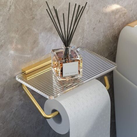 NON UTILIZZATO] Porta Carta Igienica Con Adesivo 3M Porta Carta Igienica In Acciaio Inox 304 Con Ripiano Portaoggetti Cromato 89862209