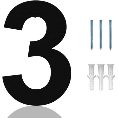 Numero civico GABRIELLE 3D in acciaio inox - Numero civico residenziale moderno alto 8" e 203 mm, per porta d'albergo (numero 3)