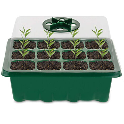 Vassoio per piantine, 12 vassoi per la germinazione in serra da interni, scatola per la propagazione in serra da interni, vassoio per la coltivazione con copertura e ventilazione