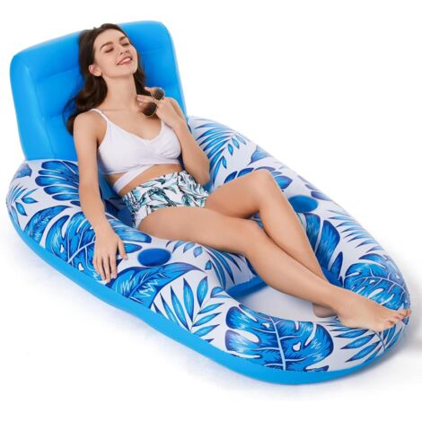 Galleggiante gonfiabile per piscina per adulti - Galleggianti per piscina, sedia a sdraio, zattera, galleggianti per piscina, lago, galleggiante con portabicchieri, giocattoli per feste in spiaggia pe (1/5)