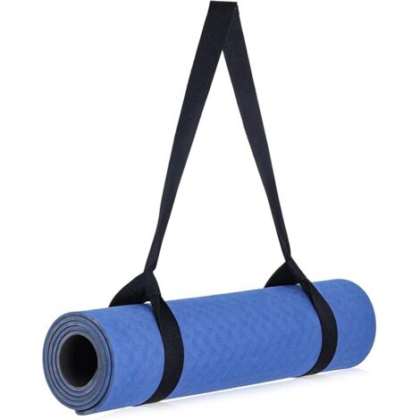 Cinghia per il trasporto del tappetino da yoga - Poliestere - Nero - 38 mm x 1,5 m - Cinghia di fissaggio multiuso per tappetino da yoga, tappetino da palestra, tappetino da allenamento, tappetino da 