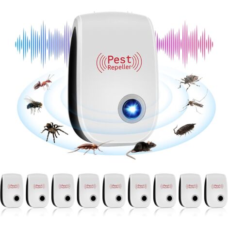 Confezione da 10 repellenti ad ultrasuoni per topi, repellenti per zanzare, repellenti ad ultrasuoni professionali, efficaci contro formiche/mosche/insetti/scarafaggi/topi/zanzare/ragni, adatti a pers (1/5)