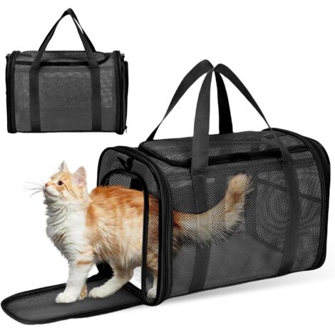Trasportino per gatti e cani, pieghevole, in rete traspirante, 42 x 29 x 26 cm, ideale per viaggi e visite dal veterinario.