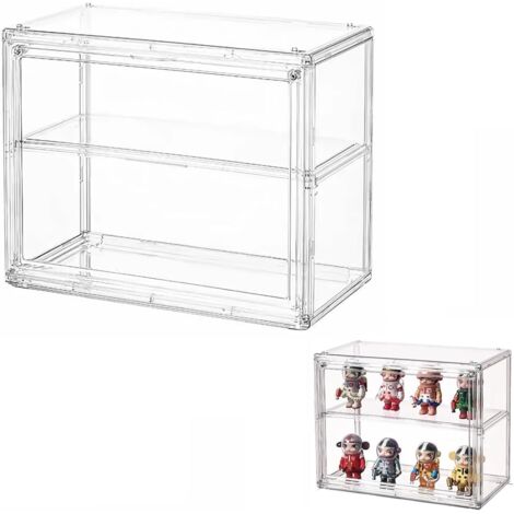 Scatola espositiva in acrilico trasparente a 2 livelli per personaggi Pop, Funko Pop, minifigure, oggetti da collezione, fai da te (27×22×13 cm)