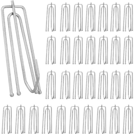 Confezione da 32 ganci per tende, ganci per tende in acciaio inossidabile, ganci per pieghe per tende, ganci per tende in metallo a 4 punte, ganci per tende spessi per tende da porta