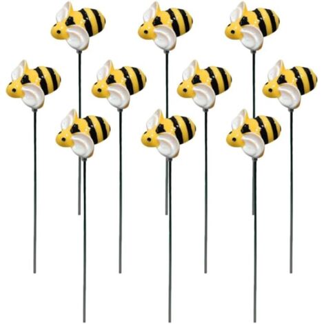 10 pezzi di pali da giardino a forma di ape, decorazioni per il cortile, ornamenti primaverili ed estivi, api in resina, pali da giardino, decorazioni floreali per il cortile anteriore, per vialetto e