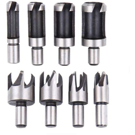 Set di 8 punte per trapano svasatore in acciaio al carbonio con gambo tondo e punte per trapano svasatore per lavorazione del legno da 6 mm/10 mm/13 mm/16 mm