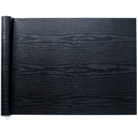 Carta da parati adesiva per mobili in legno nero 45 cm x 300 cm, pellicola vinilica autoadesiva per decorare mobili, pareti, armadi, ripiani e cucine. (1/5)