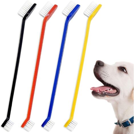 Spazzolino da denti per cani e gatti, 4 pezzi, antiplacca (nero, giallo, rosso, blu) (1/5)