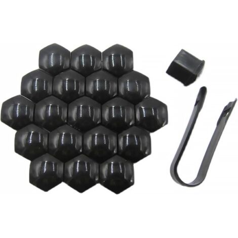 Copridadi per ruote da 17 mm, 20 pezzi, copridadi di alta qualità, copridadi esagonali per pneumatici con strumenti di rimozione per auto (nero) (1/5)