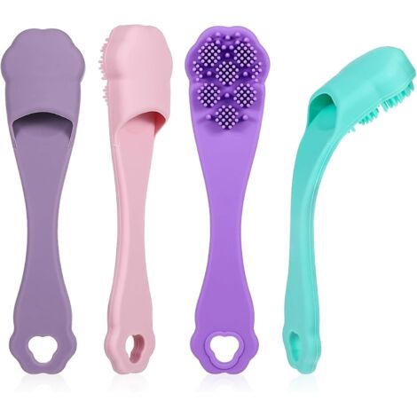 Confezione da 4 spazzolini da denti per cani - Setole arrotondate in silicone alimentare - Pulizia dei denti facile - Spazzolino da denti in silicone alimentare per cani di piccola taglia (1/5)