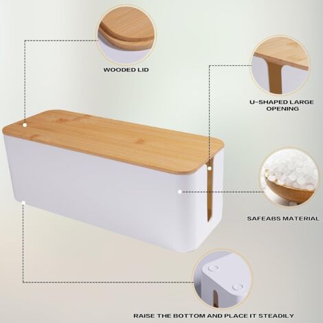 Scatola Porta Cavi In Rattan Effetto Intrecciato Fatta A Mano – 31,5x13x13 Cm, Con Coperchio E Fori Laterali, Per Nascondere Ciabatte E Prolunghe - 2