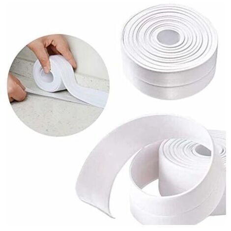 1 rotolo di striscia sigillante autoadesiva impermeabile, nastro sigillante per bagno e cucina, nastro sigillante per pareti, cucina, WC, doccia, bagno (bianco) 3,2 MX 38 mm