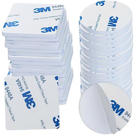 Nastro biadesivo extra forte, nastro biadesivo resistente, nastro in schiuma per casa, ufficio, decorazione, appendere quadri senza forare, 20 pezzi quadrati 30 30 mm e 20 pezzi rotondi 30 30 mm (bi (1/5)