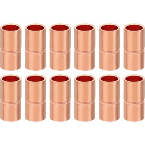 12 manicotti di saldatura in rame, raccordi di accoppiamento per tubi da 6,35 mm, raccordi per tubi dritti per collegamenti di reti idrauliche, HVAC, aria condizionata e riscaldamento, spessore 0,8 mm