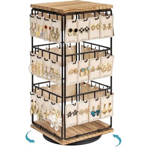 Espositore girevole per orecchini, espositore per orecchini con 48 fori, portagioie 18,5x18,5x40 cm, contenitore e espositore per gioielli da donna (1/5)