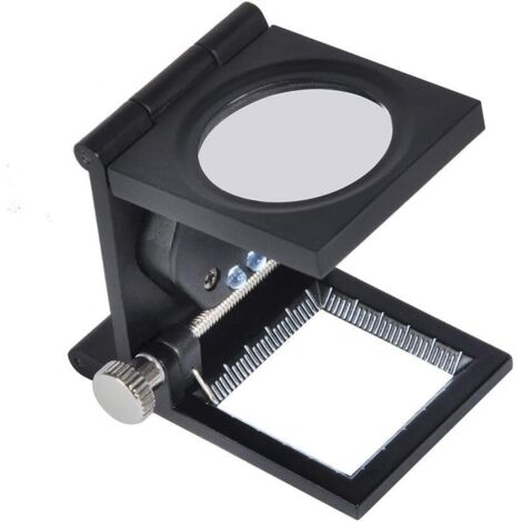 Lente d'ingrandimento in tessuto - 1 pz. Lente d'ingrandimento quadrata in tessuto con supporto LED pieghevole 10X Strumento per orologi e gioielli ad alta definizione