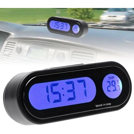 Orologio da cruscotto per auto, LCD digitale per interni auto, termometro con retroilluminazione per uso interno ed esterno, orologio digitale 2 in 1 per autocarri