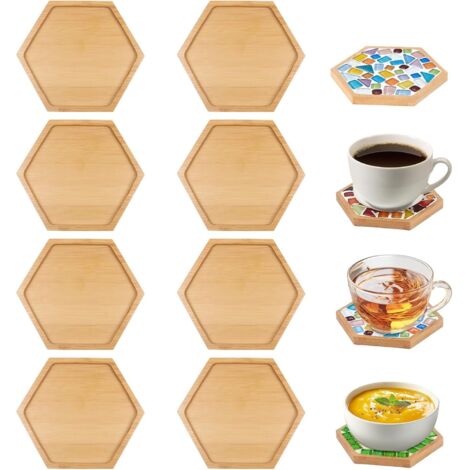 Set di 8 sottobicchieri vuoti in bambù per artigianato, piante, tazze, candele, preghiere per spa, decorazioni per il soggiorno, mosaici fai da te (1/5)