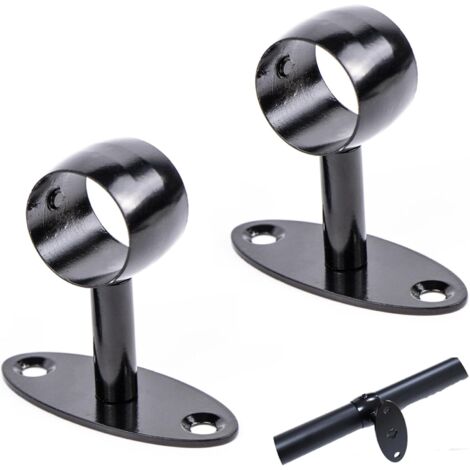 Supporto per corrimano da parete in acciaio inox per scale, corridoi, bagni, uso interno ed esterno, Ø 33 mm, 2 pezzi, nero