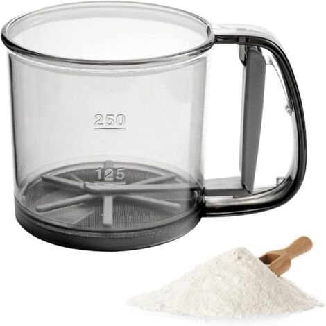 Setaccio per farina a maglie fini per la cottura, setaccio/colino per farina per filtrare farina, zucchero a velo, cacao in polvere, accessori da cucina, setaccio per farina semiautomatico (1/5)