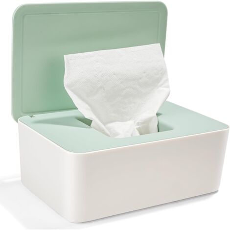Scatola per salviettine umidificate verdi, dispenser per salviettine umidificate per bambini, portarotolo di carta igienica umidificata, scatola per salviettine umidificate con coperchio (1/5)