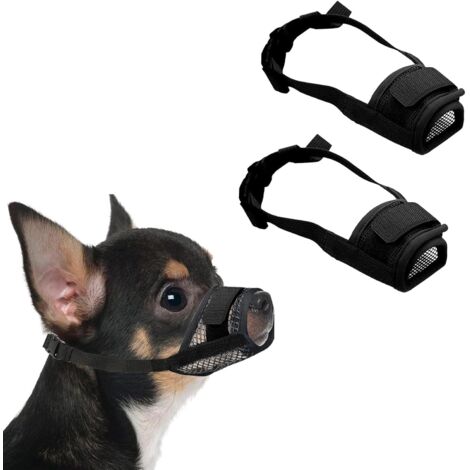 Set di 2 museruole per cani, museruola regolabile in nylon morbido e traspirante, museruola anti-abbaio e anti-morso per addestramento (nera, piccola) (1/5)