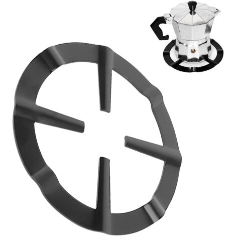 Supporto per moka, supporto per moka in acciaio inox per fornelli a gas, anello riduttore per gas in metallo rotondo, anello riduttore per ripiano per macchina da caffè per cucinare - Nero 13,3 cm (1/5)