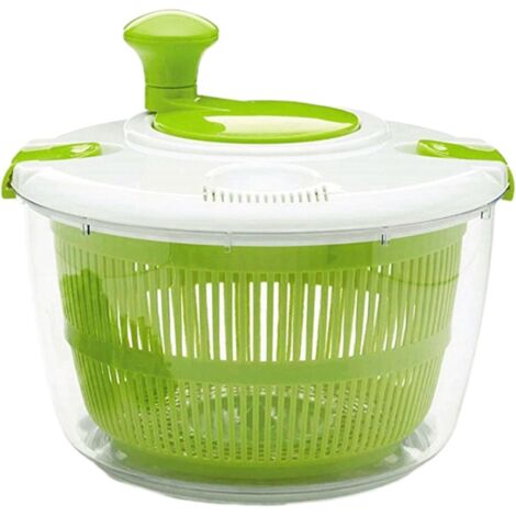 Centrifuga per insalata da 5 litri, mini centrifuga per insalata con manovella e ciotola per insalata, base antiscivolo, centrifuga per insalata per lavare e asciugare rapidamente frutta e verdura