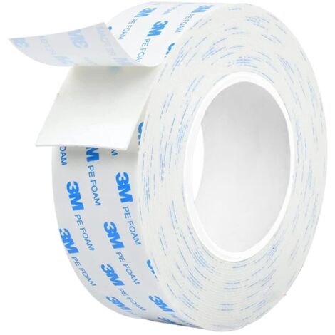 Nastro biadesivo 3M 1600T per uso interno ed esterno, impermeabile, nastro di montaggio per impieghi gravosi, schiuma PE, fissaggio di oggetti, applicazioni permanenti - (19 mm x 3 m) (1/5)