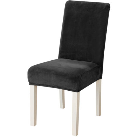 Set di 2 coprisedie in velluto, coprisedie elasticizzati per sala da pranzo, spessi coprisedie per hotel, ristoranti, sale per banchetti, cucine, neri (1/5)
