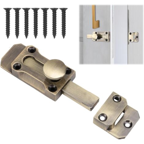 Chiusura per porta scorrevole, chiavistello in ottone da 7,5 cm (3 pollici), serratura per cancelli interni/esterni con viti per finestre, armadi, giardino (stile retrò) (1/5)