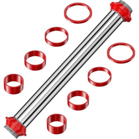 Mattarello regolabile da 35 cm, mattarello in acciaio inox, mattarello antiaderente con anelli rimovibili per pizza, impasto, biscotti, fondente, torte (1/5)