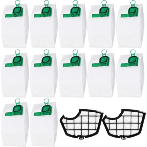 12 sacchetti raccoglipolvere per Vorwerk Kobold VK140 VK150 FP140 FP150 + 2 filtri, accessori compatibili, set di accessori per aspiratore Vorwerk Kobold (1/5)