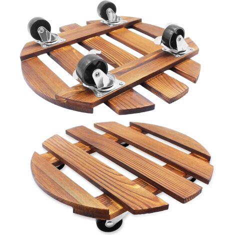 Supporto per piante con ruote, set di 2 vassoi per piante su ruote, diametro 30 cm, portata 120 kg, supporto con ruote girevoli e bloccabili, supporto per piante da esterno per uso interno ed esterno (1/5)