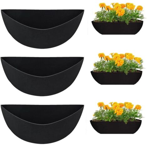 Set di 3 rivestimenti semicircolari in feltro per vasi da fiori, 41 cm, da appendere alla parete, per vasi da fiori, cesti da fiori, cesti da finestra (1/5)