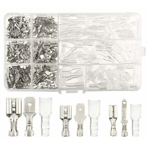 GABRIELLE 270 piezas Terminales eléctricos, Conector de cable en T, Conectores de cable de horquilla macho-hembra, Bloque de terminales de crimpado con funda aislante de 2,8 mm, 4,8 mm y 6,3 mm (1/5)