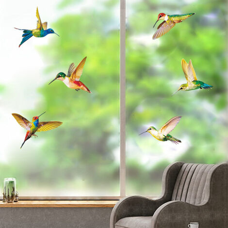 WBQMUNY 4 hojas de calcomanías para ventana de colibrí, decoración de pared para Halloween, otoño, decoración de Navidad para el hogar, café
