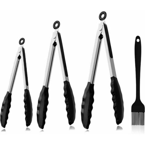 Pinzas de cocina GABRIELLE, pinzas para barbacoa, pinzas de cocina, pinzas para barbacoa 7, 9 y 12 con cepillo de silicona, pinzas de silicona para parrilla para cocinar, servir, barbacoa, horno, etc. (1/5)