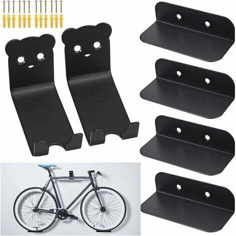 Gancho de pared para pedales de bicicleta, paquete de 6, soporte de pared para bicicletas, almacenamiento de pared, portaneumáticos, hebilla de almacenamiento para estacionamiento, negro (1/5)