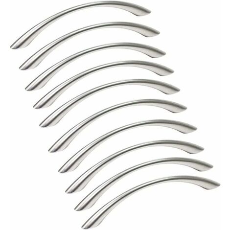 Paquete de 10 tiradores para gabinetes de cocina - Tiradores de aleación de zinc cepillado - Distancia entre centros de 128 mm - Plateados
