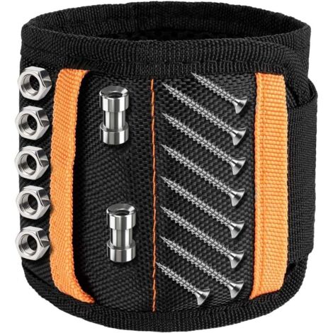 Pulseras magnéticas con 20 imanes potentes para tornillos, clavos, pernos, brocas y portaherramientas para cinturón. Sujeta herramientas pequeñas. (1/5)