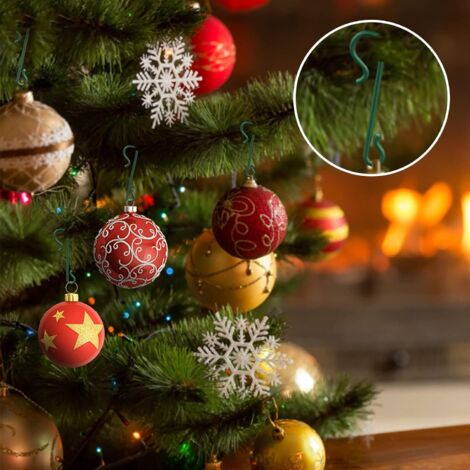 Accesorios Arbol Navidad Ganchos De Navidad Dorados En Forma De S, Paquete De 120 Bolas Arbol De Navidad Doradas