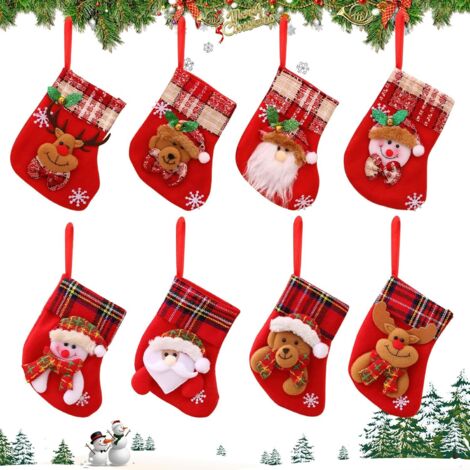 Calcetines navideños decorativos, 8 unidades de 16 x 12 cm, calcetines ...