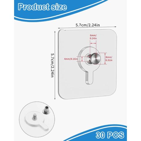 30 Ganchos Adhesivos Invisibles Para Pared - Sin Taladro, Para Cuadros, Platos Y Decoración