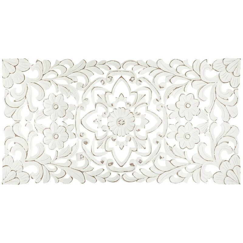 Quadro legno intagliato bianco naturale decor 45x54