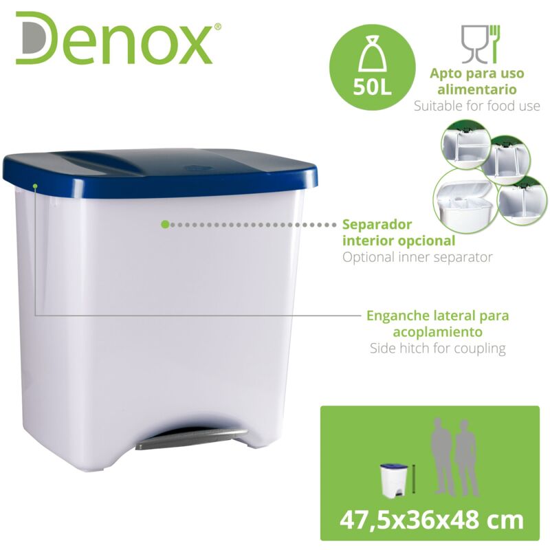 Denox Ecologico 25 Litri Pattumiera Blu e Bianco 