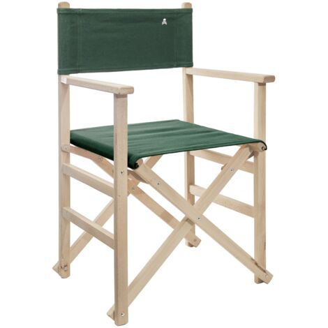 Sedia Da Regista Pieghevole In Legno - 90cm Altezza, Tessuto Ecr&ugrave;, Fusto Mogano, Per Interni Ed Esterni