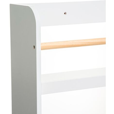 Scaffale da libreria classico a 4 piani bianco, in legno, 118 x 55 cm