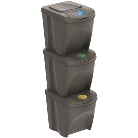 Pattumiera Differenziata Akitris 3 Vani - 80-110L, Plastica Resistente, Made In Italy - Foto 9